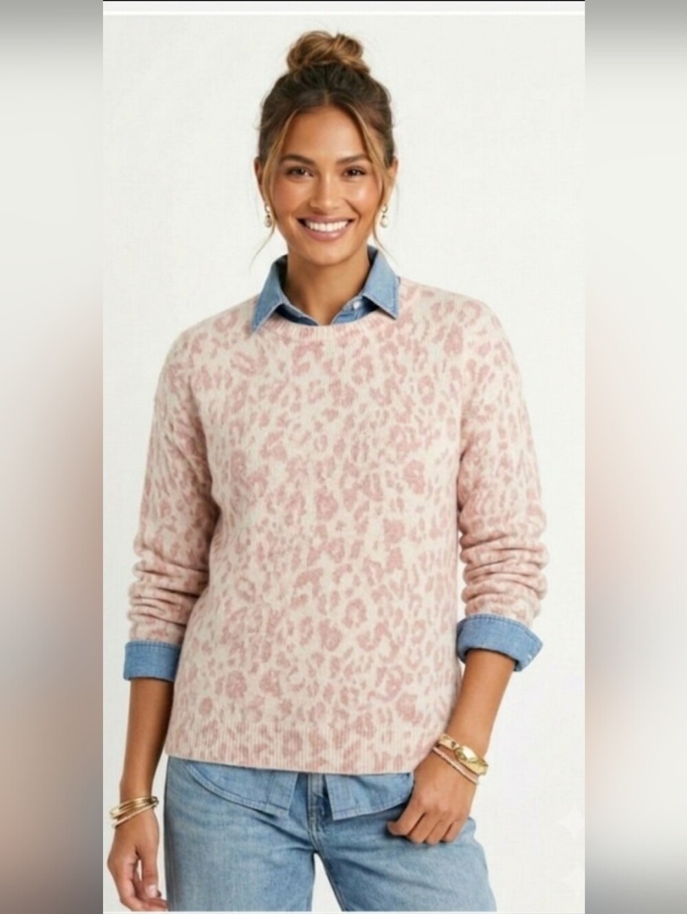 Opening Ceremony Sweater Animal Print Pink Angora Wool Soft Pullover